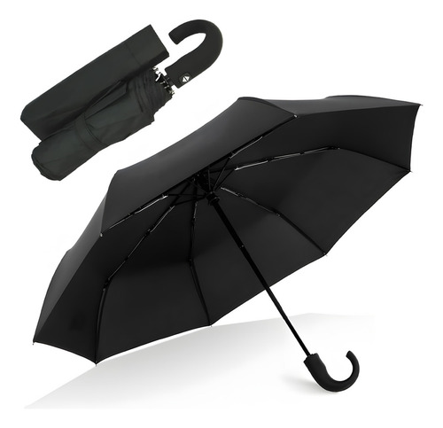Parasol, Automático, Paraguas Negro Portátil Paraguas Sombrilla Uv Sombrillas Automático Negro 8 Varillas Paraguas Con Asas,sin Género,paraguas Proteccion Uv Paraguas Automático Extra Grande 96cm Ref