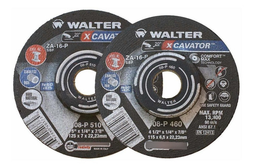 Walter Xcavator Ultra Aggressive Grinding Wheel, Tipo 27 Rue