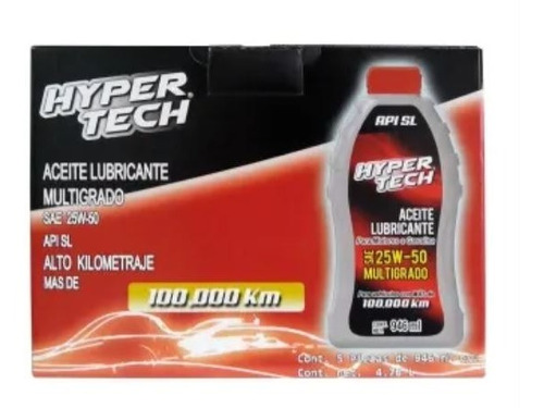 Aceite Multigrado Hyper Tech Sae 25w-50 Alto Kilometraje 5pz