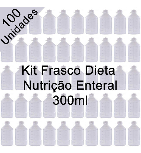 Frasco Dieta Nutrição Enteral 300 Ml Com Alça 100 Unidades