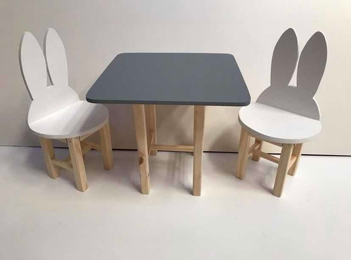 Imagen 6 de 9 de Mesa Infantil Y Sillas Con Orejitas