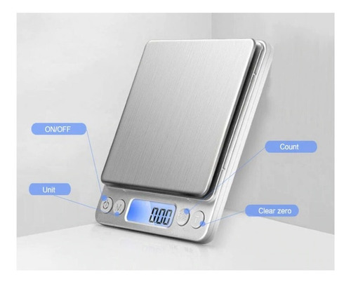 Balanza Portátil Digital Led 2000gr /0.1gr Joyas Cocina Tare