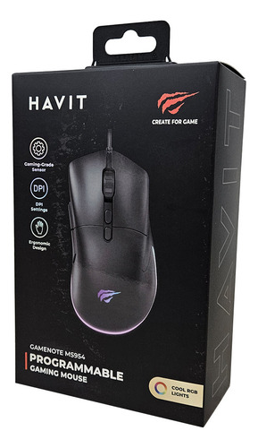 Mouse Gamer Havit Ms954 12000 Dpi 7 Botões Rgb Preto