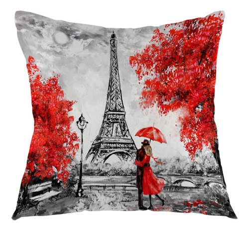 Ofloral Decorative Eiffel Tower Throw Pillow Cover Oil Paint