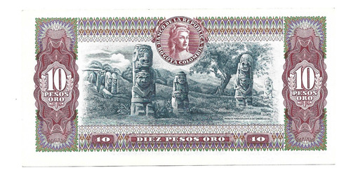 Billete Colombia 10 Pesos Oro 1974 (Usado)