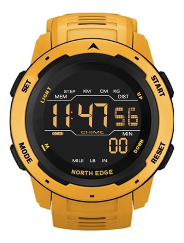 Reloj North Edge Mars Modelo Premium Color de la correa Amarillo Color del bisel Negro Color del fondo Negro