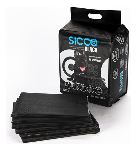 Tapete Higiênico Sicco Black Super Premium Carvão ativ. 30un