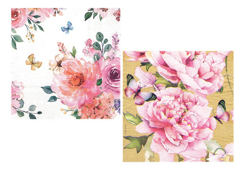 Imagen 1 de 4 de Servilletas Decoupage Set Rosas Y Camelias Laura Craft