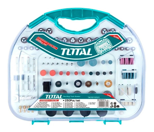 Set Kit Accesorio Mini Torno Total 250 Piezas Maletin