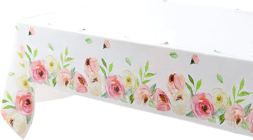 Winoo Design Mantel Rectangular De Plástico Con Flores Rosas