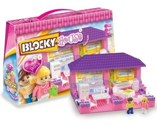 Bloques Blocky House Living Cocina X90 Piezas Con Muñecos