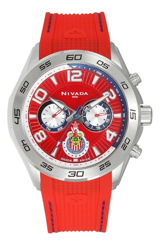 Reloj Nivada  Edicion Futbol Chivas Rojo Envio Gratis Color del bisel Acero