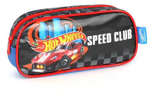 Estojo Escolar Hot Wheels Speed Simples Infantil - Luxcel - Azul - Hot Wheels