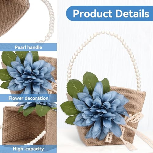 Cesta De Flores Rústica, Cesta De Flores De Arpillera Vintag