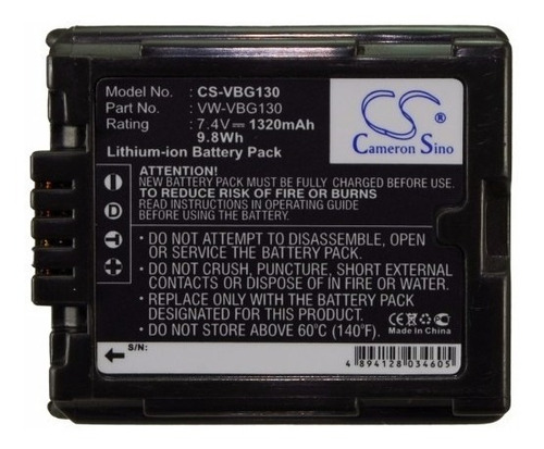 Batería P/ Panasonic Vw-vbg130, Hdc-hs9, 1320mah Caballito