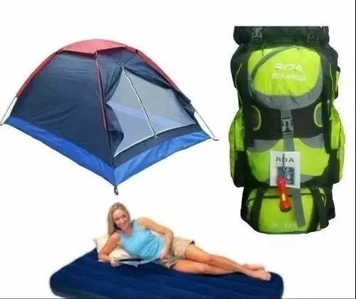 Combo Carpa Camping 4 Per + Colchon+ Bomba +morral