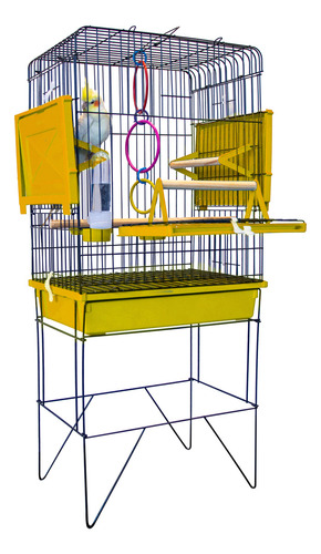 Viveiro Gaiola Calopsita Aves Confort Triplex Slim Segura Cor Arame Preto Com Acessórios Amarelo