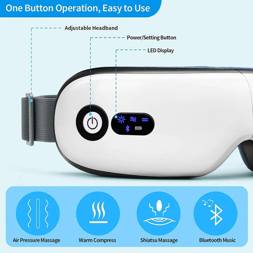 Compresa Caliente, Gafas De Masaje Ocular Con Bluetooth