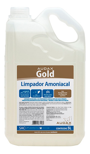Imagem 1 de 3 de Limpador Uso Geral Amoniacal  Audax Gold Galão 5l