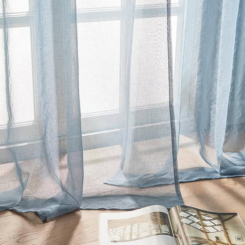 Set De 2 Cortinas Transparentes Celeste
