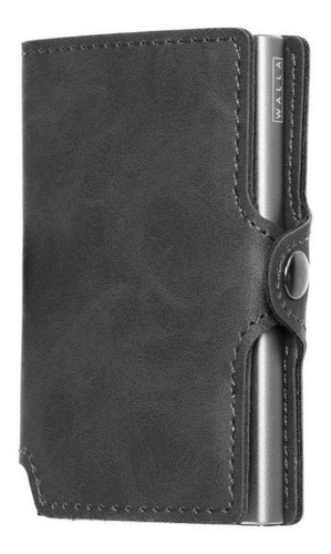 Billetera Walla Vintage color grey de cuero - 10cm x 6.5cm x 1.5cm