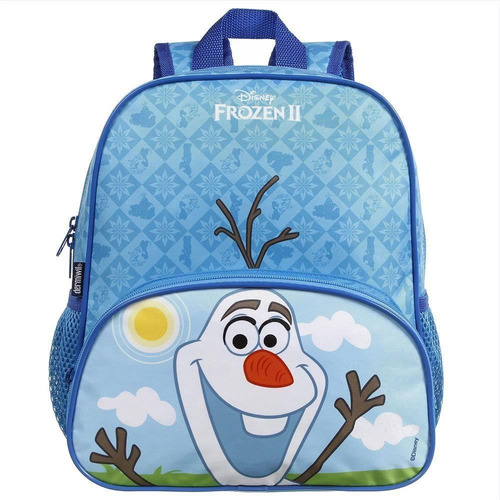 Mochila P De Costas Frozen Olaf Infantil Escolar Creche Cor Azul Desenho do tecido Liso