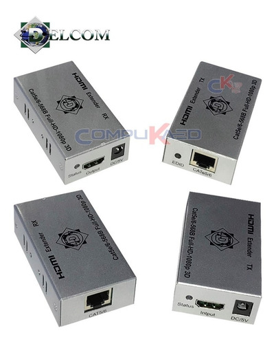 Imagen 2 de 6 de Kit Extender Hdmi Gt Por 1 Utp Cat 6 Hasta 60 Metros Extenso