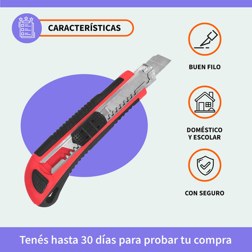 Cutter Trueno 16 Cm Hoja Segmentada Con Traba Seguridad