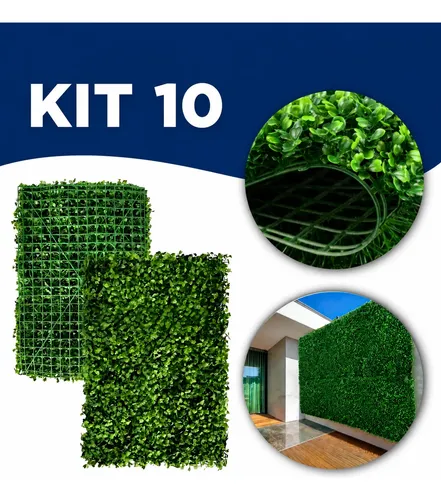 Kit C/10 Jardim Vertical Artificial Placa Buchinho 60x40cm Branco