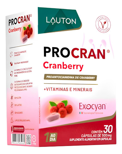 Cranberry Lauton Com Vitamina C/e Zinco E Selênio 30cáps