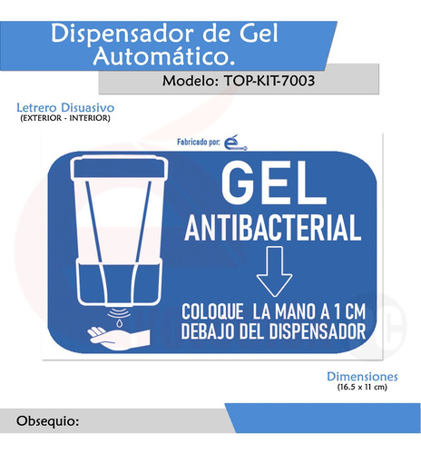 Imagen 9 de 9 de Despachador De Jabón Gel Automático 700ml Evitacontacto V11