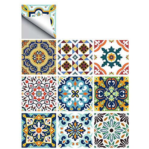 25 Pcs De Adhesivos Azulejos De Estilo Marroquí, 4x4 P...