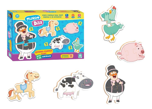 Imagem 2 de 3 de Quebra-cabeça NIG Brinquedos Baby Bita e os animais 0692