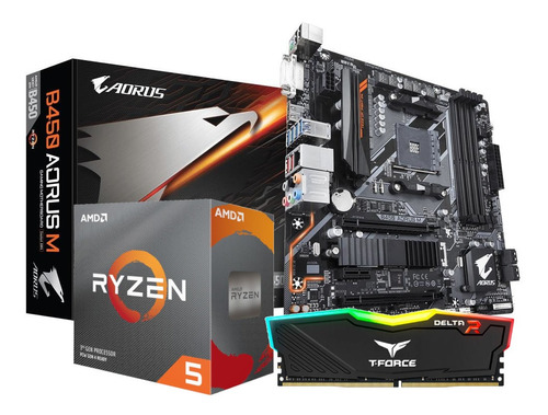 Kit Placa Mãe Gigabyte B450 Aorus M Ryzen 5 3600 16gbrgb