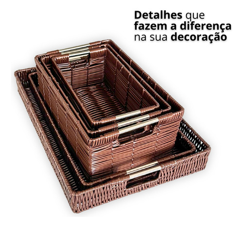 Jogo De 5 Cestos Organizadores Decoração Multiuso Cozinha