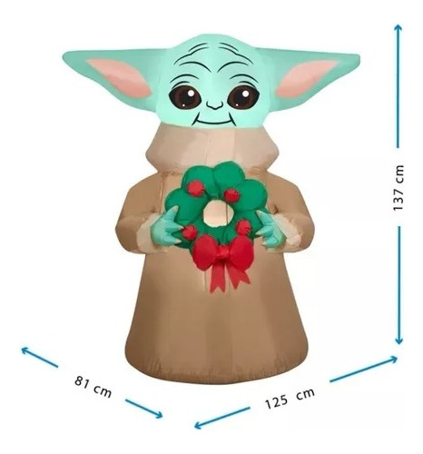Inflable Star Wars Baby Yoda Con Corona Navidad 137cm Altura