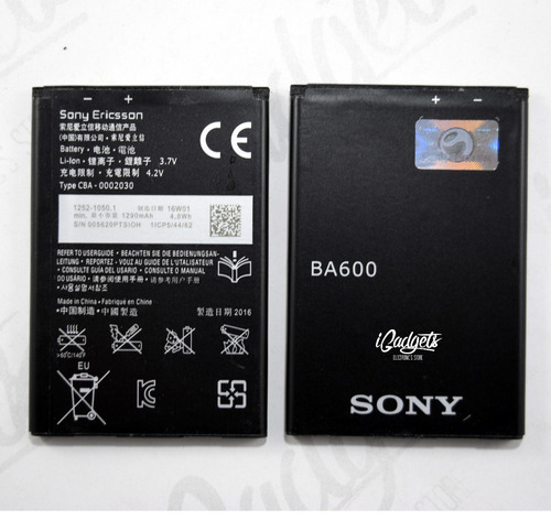 Bateria Pila Sony Xperia U St25 Xperia P Ba600 1290 Mah Sea