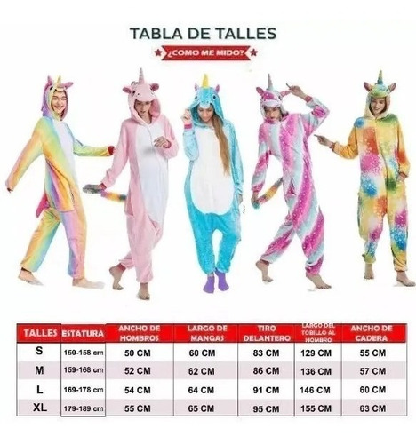 Imagen 3 de 10 de Pijama Kigurumi ® Unicornios Adulto Mameluc Disfraz S M L Xl