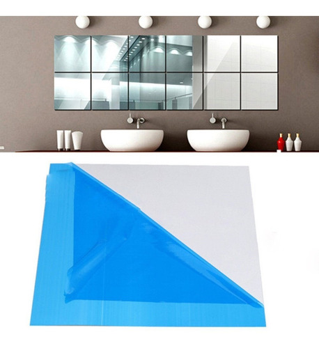 Imagen 2 de 7 de Mosaicos Tipo Espejos De Pvc Adhesivos - Pack De 18 Cuadros
