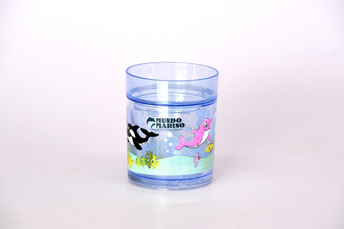 Vaso Plastico Con Gliter Mundo Marino Color Azul Claro