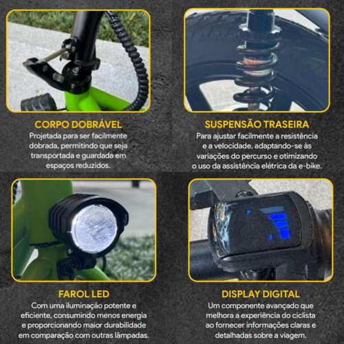 Bicicleta eletrica Inow M13 400w dobrável com cesto suporta 150kg 25km/h