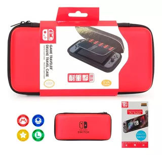 Case Nintendo Switch C/ Película E 4 Grips P/ Analógico