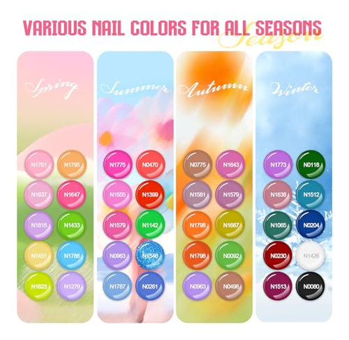 Kit De 60 Esmaltes De Uñas En Gel 55 Colores Con Capa Base M