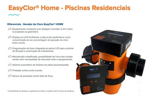 Gerador De Cloro Nautilus Easyclor G5 Home G5-01 Até 20m