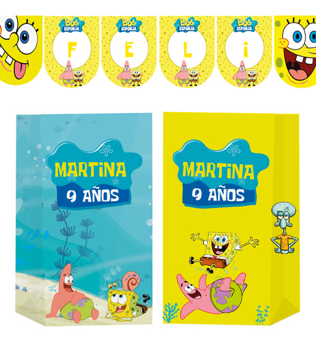 Kit Imprimible Personalizado Cumpleaños Bob Esponja
