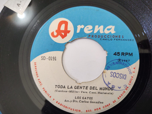 Vinilo Single  Los Gatos -- Toda La Gente Del Mundo ( A127