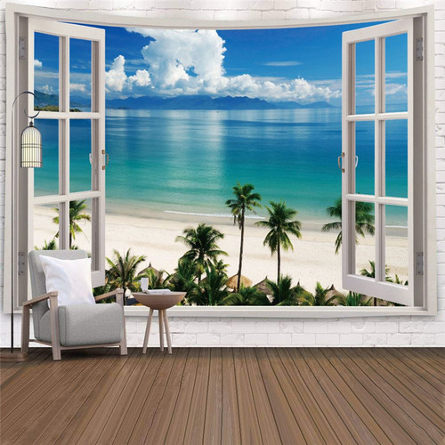 Tapiz De Pared Con Diseño De Ventana, Diseño De Paisaje, 150