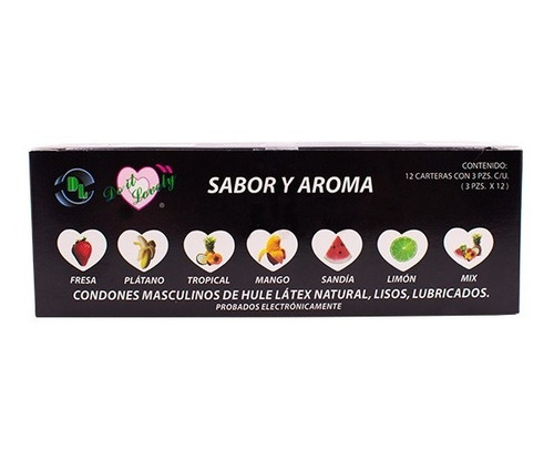 Caja De Preservativos Con 12 Carteras De 3 Pz Cada Uno Mango