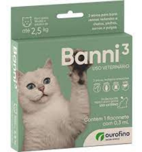 Banni³ Vermifugo Antipulgas Para Gatos Até 2,5kg Ourofino