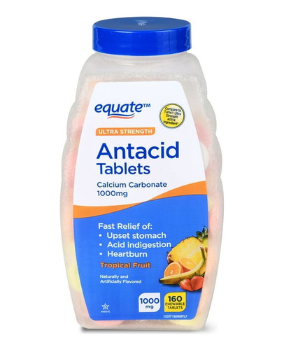 Antiácido 1000 Mg 160 Tab Masticables Fruta Tropical Equate